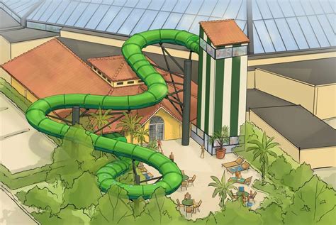 Concepttekening van de Duo Racer glijbaan in de Aqua Mundo