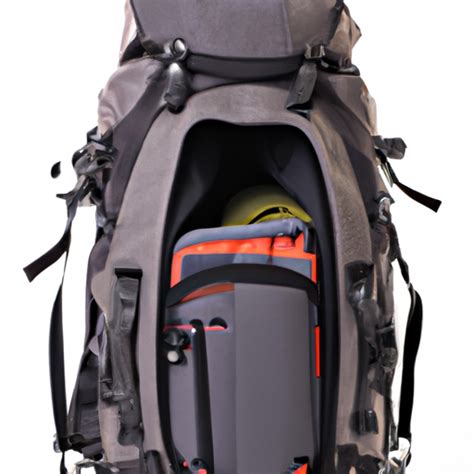 Illustratie van een backpack met verschillende compartimenten, naast een kleinere daypack.
