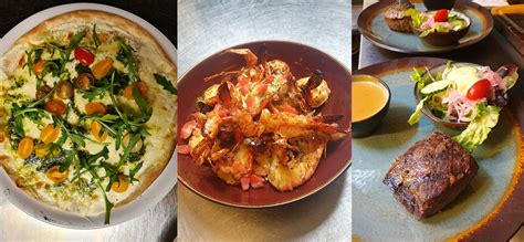 Een collage van diverse smakelijke gerechten, variërend van vegetarische creaties tot vis- en vleesgerechten, die de culinaire diversiteit van Eindhoven weerspiegelen.