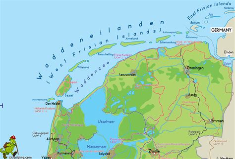 Kaart van Nederland met uitgelicht Ameland, en een foto van een vakantiehuisje op het eiland