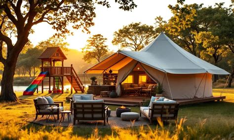 moderne glamping tent met luxe inrichting