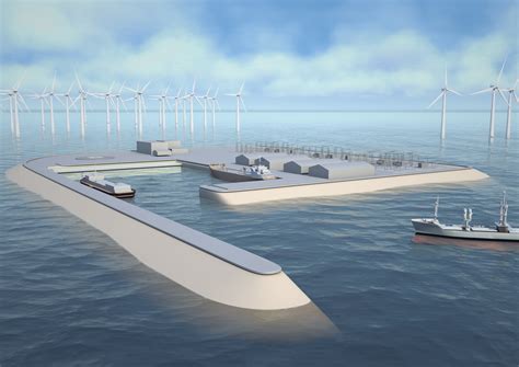 Visualisatie van een kunstmatig eiland in de Noordzee