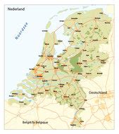 Overzichtskaart van Nederland met toeristische hotspots