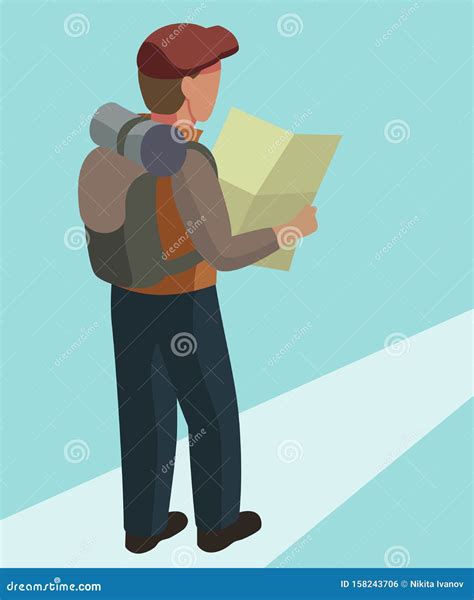 illustratie van een reiziger die een kaart bekijkt