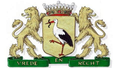 Illustratie van de ooievaar op het wapenschild van Den Haag