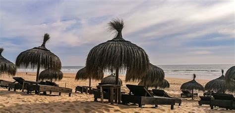 Breed zandstrand aan de Costa da Prata met parasols