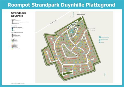 Overzichtskaart van Strandpark Duynhille met de ligging ten opzichte van het strand en de duinen.