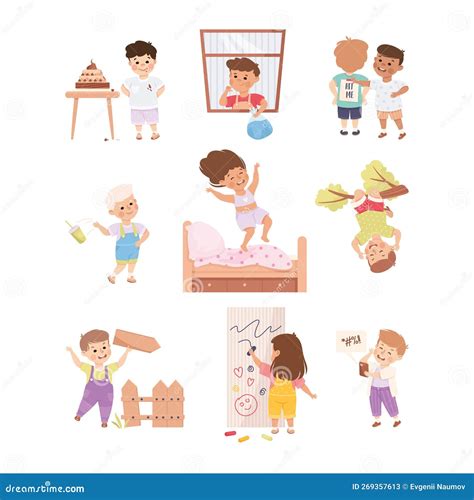 Illustratie van een chaotische ochtend met kinderen en inpakken voor een reis
