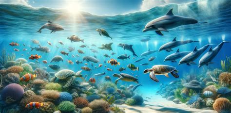 Visualisatie van de onderwaterwereld met projecties van zeedieren.