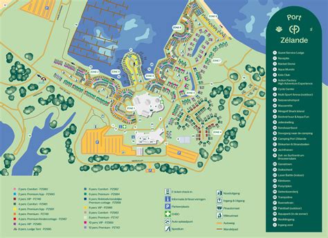 Overzicht van het Center Parcs Port Zélande vakantiepark met de zee en het Grevelingenmeer.