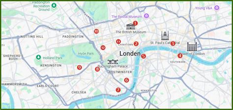 Kaart van Londen met de locaties van de belangrijkste luchthavens en het stadscentrum