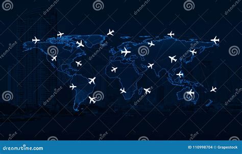 illustratie van een wereldkaart met vluchtroutes van Ryanair