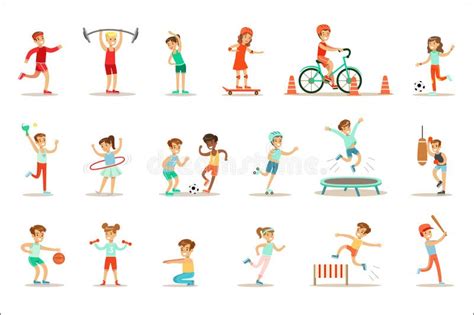 Illustratie van kinderen die verschillende sporten en culturele activiteiten beoefenen.