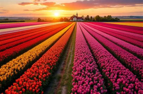 Landschap van Drenthe met bloemenvelden en groene weiden