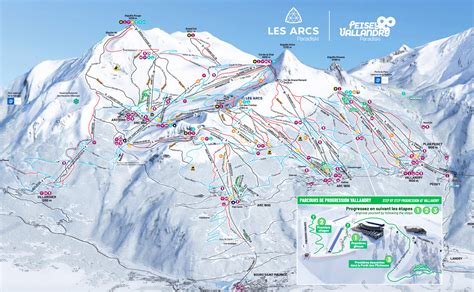Een panoramisch uitzicht op de diverse skipistes van Les Arcs, die vanuit Bourg Saint Maurice bereikbaar zijn.