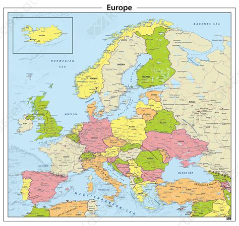 Kaart van Europa met de landen waar de EHIC-pas geldig is, gemarkeerd