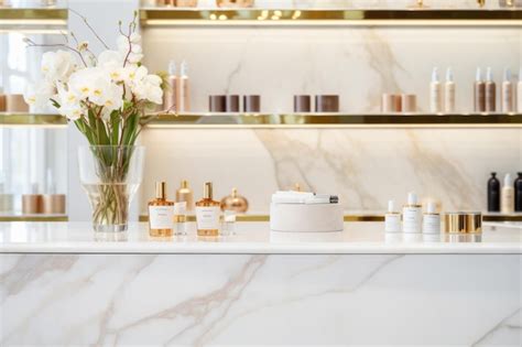 Interieur van de MSC Opera met marmeren receptie en glazen wanden met uitzicht op zee