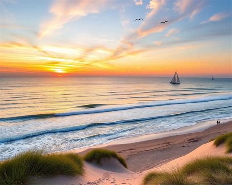 Illustratie van de kustlijn van Palanga met een zandstrand en de Baltische Zee.