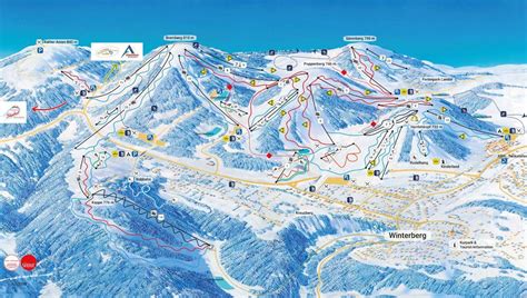 Kaart van Duitsland met de gemarkeerde populaire skigebieden zoals Winterberg en Feldberg