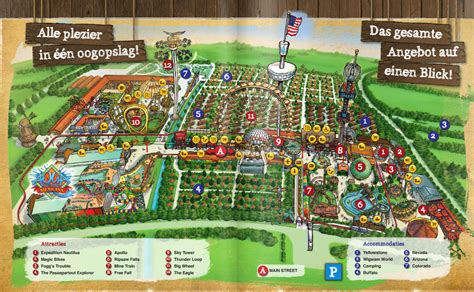 Gedetailleerde kaart van Slagharen met de locaties van de belangrijkste attracties en waterpark