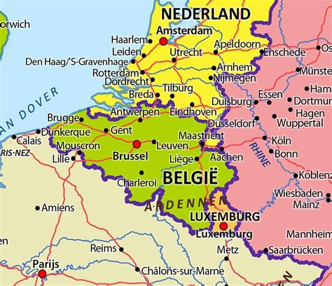 kaart van het drielandenpunt bij Vaals met de grenzen van Nederland, België en Duitsland