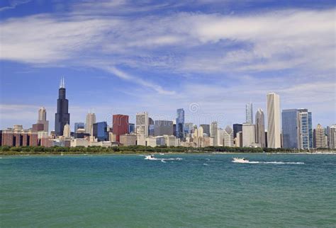 Foto van de skyline van Chicago met Lake Michigan op de voorgrond