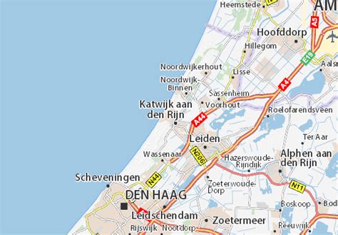 Kaart van Katwijk aan Zee met de locatie van de strandhuisjes aangegeven.