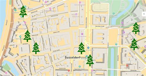 Overzichtskaart van de locaties van de kerstmarkt in het centrum van Aken, met nadruk op de Dom en het stadhuis