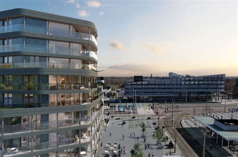 Overzicht van het Koning Leopold III Plein met de schaatsbaan en winterbar