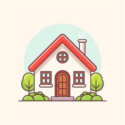 Illustratie van een knus vakantiehuis met rokerende schoorsteen en een borrelende jacuzzi in de tuin