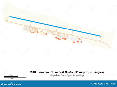 Kaart van Curaçao met de locatie van Hato International Airport ten opzichte van Willemstad.