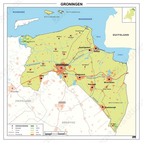 Kaart van Groningen met diverse toeristische hotspots