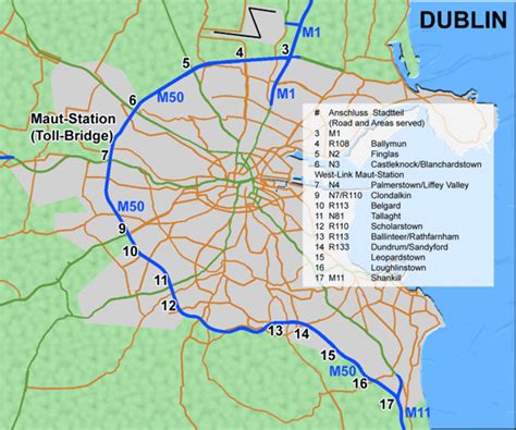 Kaart van Dublin Airport met de routes naar het stadscentrum en nabijgelegen hotels.