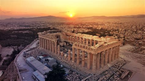 Uitzicht op de Akropolis in Athene met het Parthenon