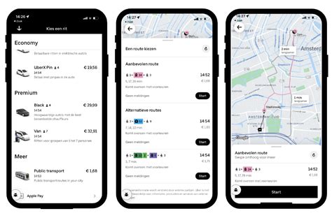 Screenshot van de Uber Rent app interface voor autoverhuur.