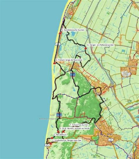 Kaart van Bergen aan Zee met weersymbolen