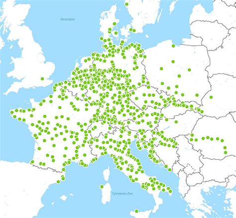 Stadsplattegrond van populaire Europese bestemmingen bereikbaar met FlixBus