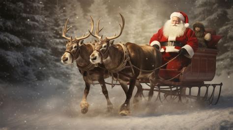 Kerstman met rendieren