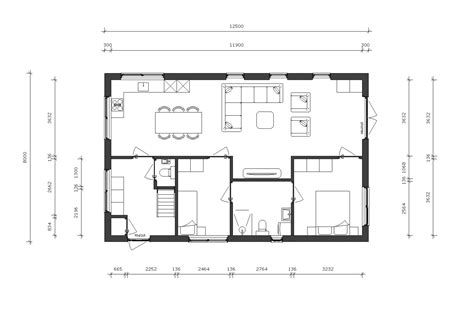 Plattegrond van het chalet met indeling van kamers