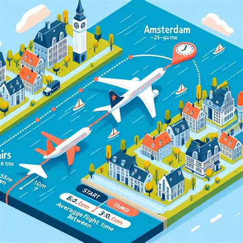 Visualisatie van de gemiddelde vliegtijd van Amsterdam naar Seoul, met een indicatie van de verschillende seizoenen en hun temperaturen.