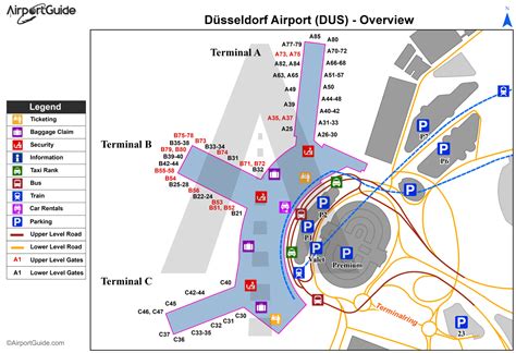 plattegrond met parkeerzones van Düsseldorf Airport