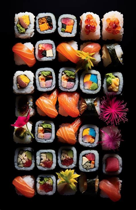 Een kleurrijk overzicht van diverse sushi- en tapashapjes.