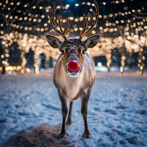 Een rendier met een witte vacht in een besneeuwd bos.