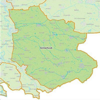 een kaart van de Achterhoek met gemarkeerde wandel- en fietsroutes nabij Winterswijk