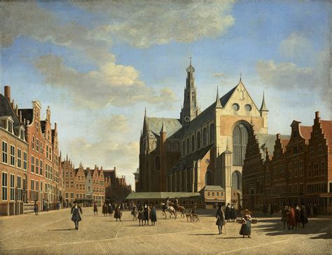 Impressie van de Grote Markt in Haarlem met de Sint-Bavokerk