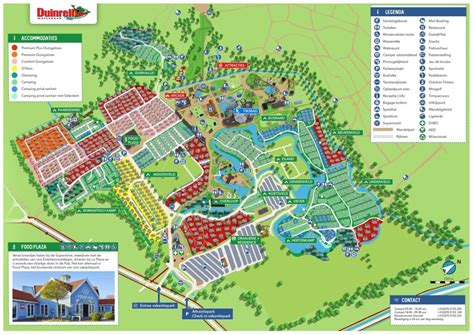 Overzicht van het Duinrell vakantiepark met diverse accommodaties en attracties
