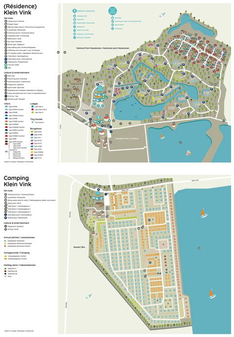 Plattegrond van Vakantiepark Eureka met aanduiding van bungalows, faciliteiten en nabijgelegen voorzieningen