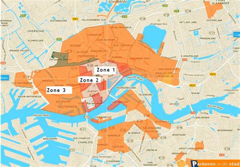 kaart van Rotterdam met aangegeven gratis parkeerzones en P+R locaties