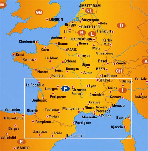 Kaart van Zuid-Frankrijk met highlights van populaire regio's voor campingvakanties