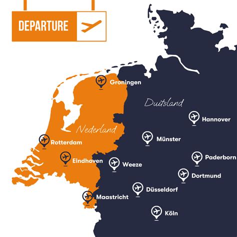overzicht van Duitse luchthavens in de buurt van de Nederlandse grens